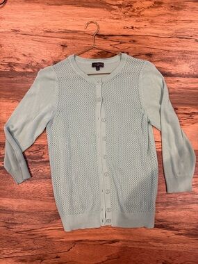 The Limited Mint Blue Open-Knit Button Cardigan